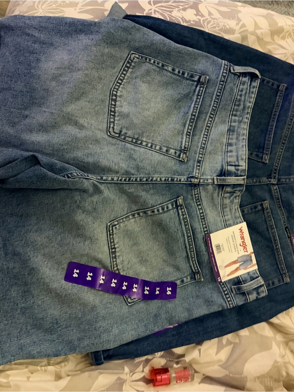 Wrangler Women’s Light Blue Relaxed Denim Shorts 2 pairs, one light one dark.